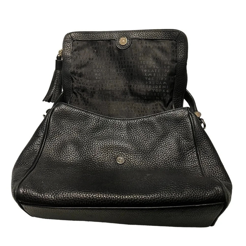 KATE SPADE New York Mini Carmen Southport Avenue Leather Fold-Over Bag Black